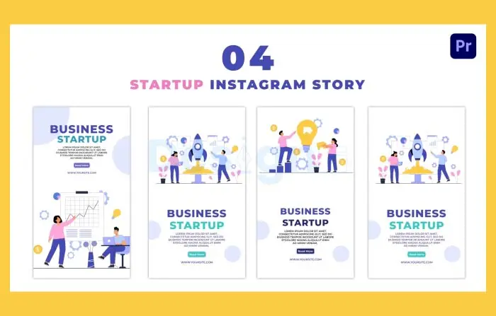 Animated Business Startup Flat Character Instagram Story
